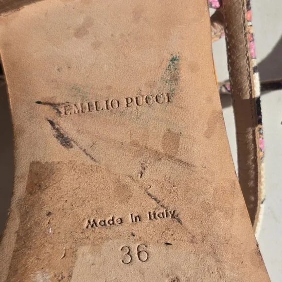 Emilio Pucci Leather Sandals Sz 36 (6) Women Buckle Colorful Italy Luxury Rare - Picture 11 of 11